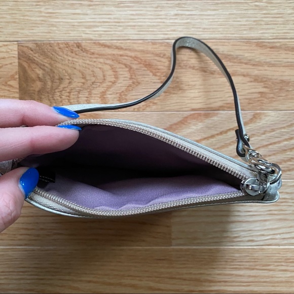 COACH Light Gold Sparkle Wristlet - Picture 4 of 5